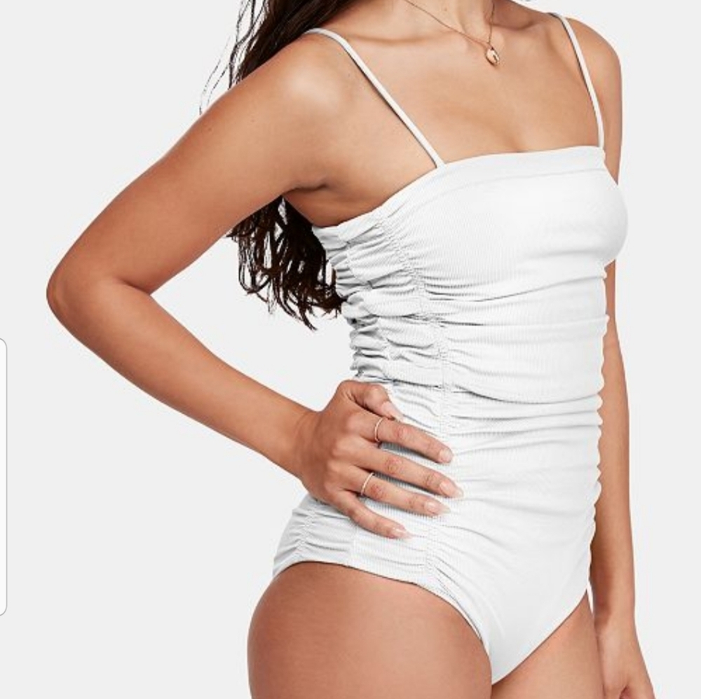 Free people on your side ruched ribbed bodysuit L